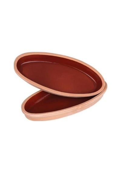 2'li Oval Güveç Balık Et Için Tava 15 X26 Cm 26 Cm Oval Tava Kahverengi