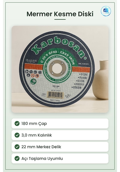 Daire Testere Bıçağı Mermer Kesme Diski 180 X 3,0 22 Mm Delikli T