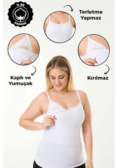Parlingerie Emzirme Atleti Kaplı Beyaz