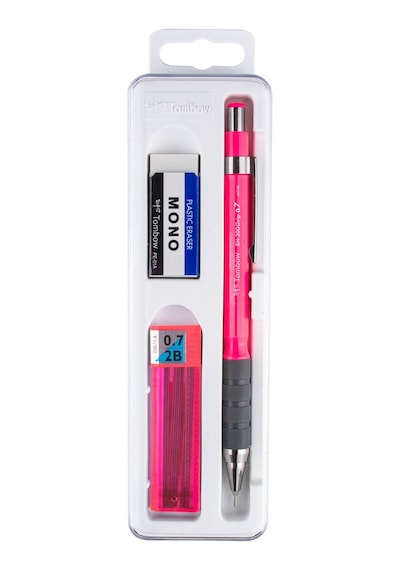 Tombow Sh-300 Grip 0.7 Mm Plastik Kutulu Set - Neon Pembe