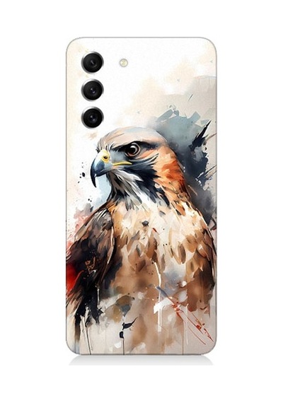 Samsung Galaxy S21 Fe Uyumlu Siyah Beyaz Asil Kartal Desenli Silikon Kılıf
