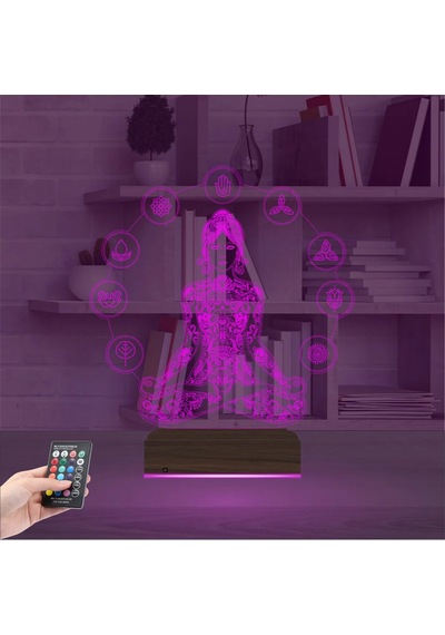 Luvivia Yoga Yogacı Lotus 3d Lamba - Masa Gece Lambası Şeffaf