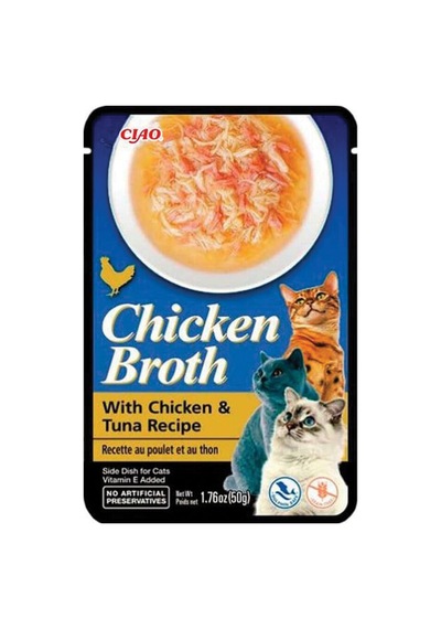 3 Adet Ciao Chicken Broth Tavuk Sulu Ve Ton Balıklı Kedi Çorbası 50 Gr