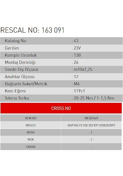 Isıtma Bujisi - Mercedes - Nissan - Infiniti - Opel - Renault - Dacia - Et163091