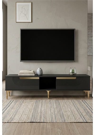 Tsa1508ag Meyra Tv Sehpası Antrasit-gold 150cm Antrasit - Altın