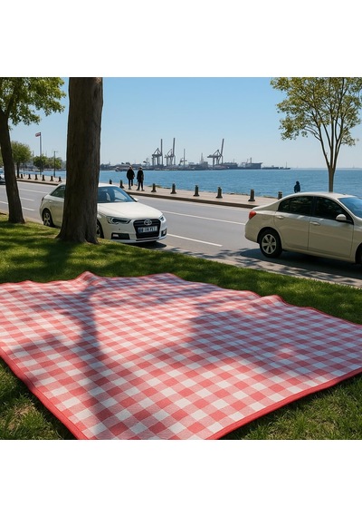 Ayrex Pinterest Piknik Örtüsü 200x150 Cm Su Geçirmez Çift Katlı Kamp Ve Plaj Örtüsü Kırmızı Diğer