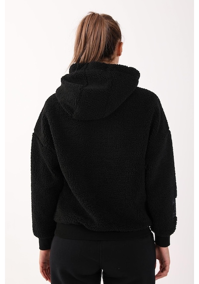 Maraton Sportswear Comfort Kadın Kapşonlu Uzun Kol Basic Siyah-siyah Sweatshirt 21443-siyah-siyah