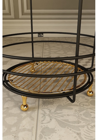 Bino Sehpa Avangart Gold Ayaklı Çelik Yan Orta Sehpa Gold Rafli Modern Metal Zigon Sehpa Çiçeklik