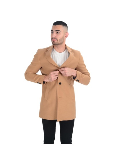 Cengiz İnler Cengiz Inler Mono Yaka Düğmeli Erkek Kaşe Kaban 001