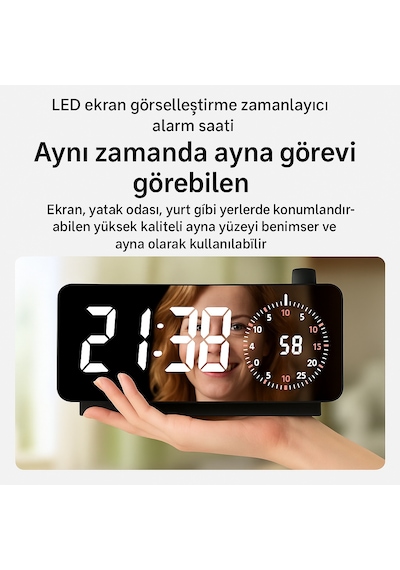 Plentiful Aynalı Led Ekranlı Saat , Çalar Saat