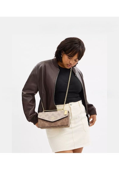 Coach Klare Envelope Crossbody Kadın Çanta Logolu Krem