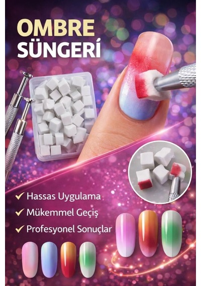 Ocean 200'lü Kalemli Ombre Ve Nail Art Sünger Seti Kalemli Asu-301s