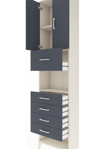 Arges Dolap 3 Raflı 5 Çekmeceli 2 Kapaklı 60x30x243 Aytaşı-antrasit Aytası