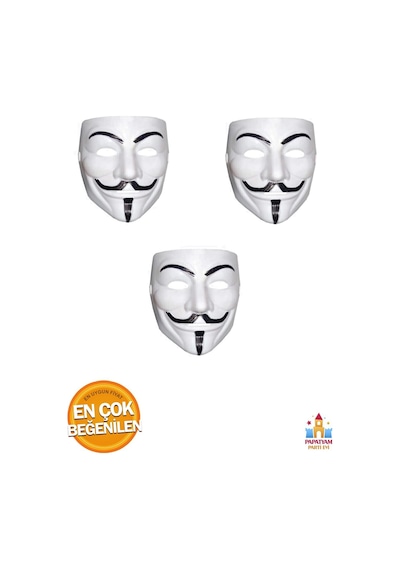 Oyuncak V For Vendetta Maske - Sert Plastik, 3 Adet Set