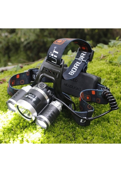 Boruit T6 Kafa Feneri 5000 Lumens 3xcree Xm-t6+2r5 Lamba Led Kamp Lambası Çok Renkli 74091618