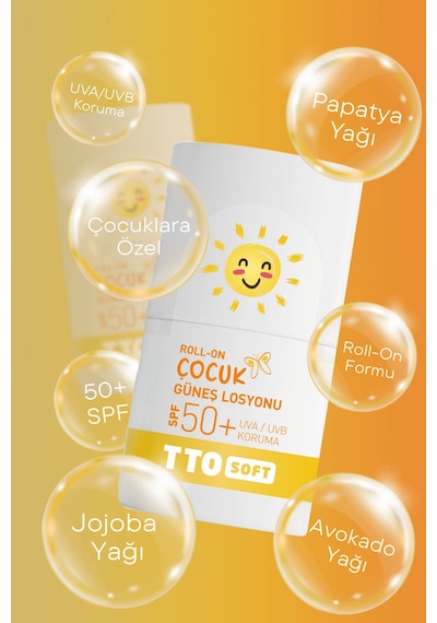 Tto Soft Roll-On Çocuk Güneş Losyonu Spf 50+ – Hassas Ciltler Için Güçlü Koruma 50 Ml
