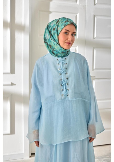 Silk Home Velora Eşarp 161001-24 Turkuaz, Antrasit, Su Yeşili