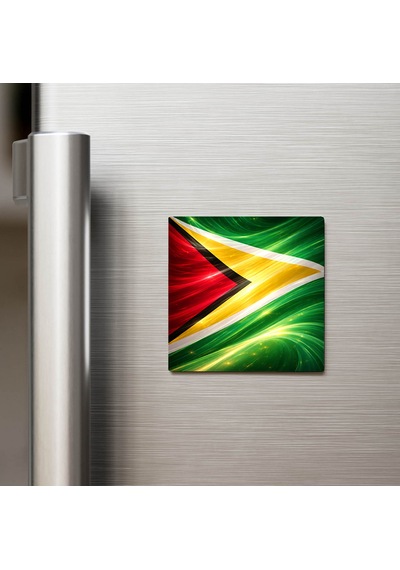 Guyana Guyana Abstract Ülke Bayraklı Buzdolap Magneti - 9x9 Cm