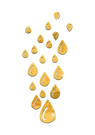 As Tasarım Su Damlası Model Duvar Süs Dekorasyon Tablo Gold Renk 16 Adet