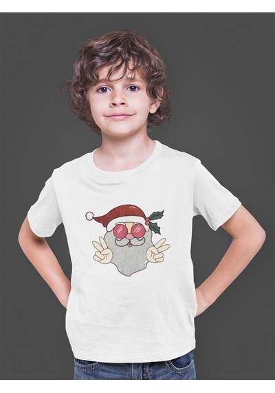 Bumeta Yılbaşı Santa Noel Baba Peace Çocuk Tişört T-shirt Beyaz