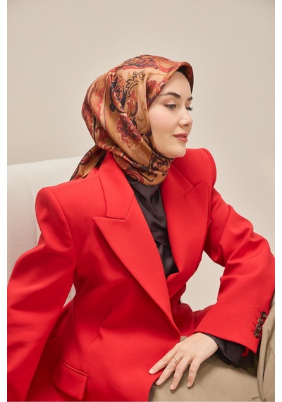 Silk Home Tivil İpek Eşarp Ist 11512- 23 Bordo Etnik Desen