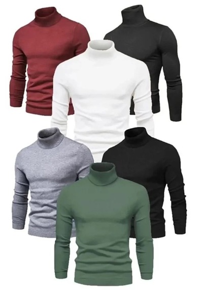 Suma Unisex Fitilli Full Likralı Boğazlı Kaşkorse Body Kazak 6 Adet Siyah Suma Unisex Fitilli Full Likralı Boğazlı Kaşkorse Body Kazak 6 Adet Siyah