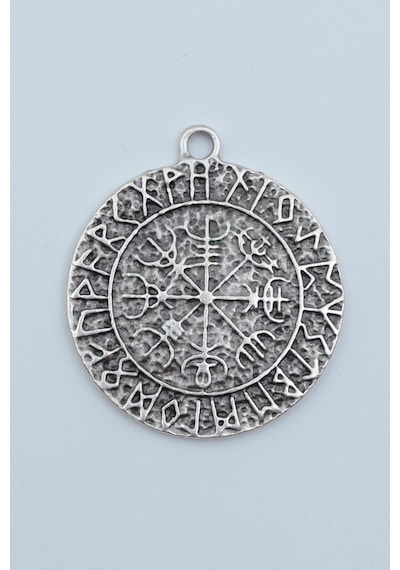 Vegvisir Viking Pusulası Gümüş Kaplama Kolye Ucu Kod 1527 Gümüş