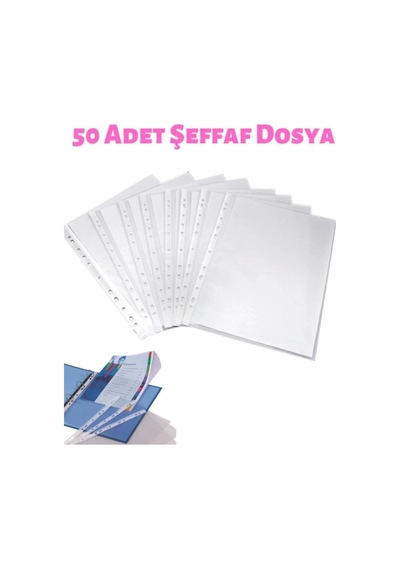50 Adet A4 Şeffaf Dosya Föy Poşet Dosya Diğer