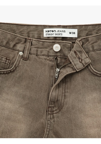 Koton Pamuklu Cepli Düğmeli Yıkamalı Mini Denim Şort Ovd 6sal40305md
