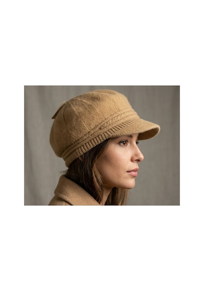Emybox Orjinal % 100 Angora Yünlü Kadın Kasket Şapka İthal Örme Newsboy Baker Boy Kışlık Şık Bere Camel