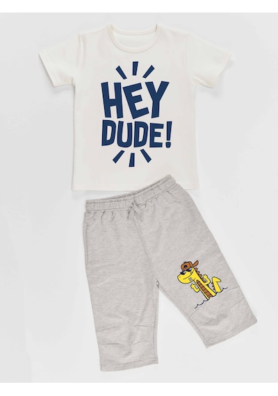 Hey Dude Erkek Çocuk T-shirt Kapri Şort Takım