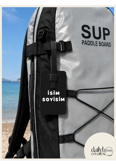 Dailyboo Creates Kişiye Özel İsimlik Bagaj Etiketi-paddle Board Sup Çanta & Valiz İsim Etiketi-kilitli Sistem Özel Tasarım Bagaj Tag Siyah