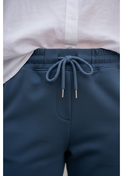 Sy & Black Kadın Çelik Örgü Beli Lastikli Ve Bağcıklı Geniş Beden Aralıklı Jogger Pantolon 25p-03 Petrol Petrol