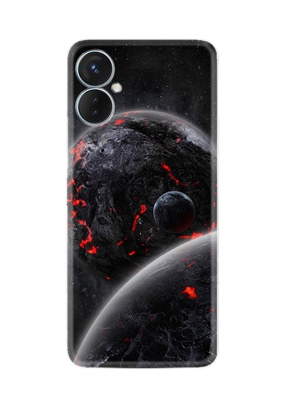 Tecno Spark 9 Pro Kılıf Resimli Desenli Silikon Platinium Series Kara Dünya 1902