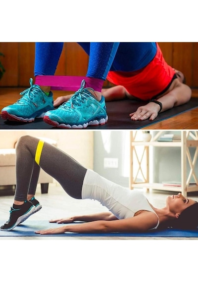 Ollevra 5li Egzersiz Direnç Bant Seti Pilates Crossfit Ekipmanları Çok Renkli