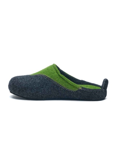 Comfortfusse Pinesh - Kadın Ortopedik Yün Keçe Sabo Ev Terliği Koyu Gri-yeşil Yün