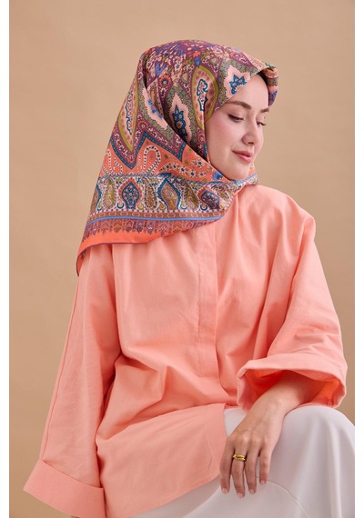 Silk Home Twill İpek Eşarp 11476-28 Parlak Yavruağzı, Haki, Yeşil, Petrol Yeşili