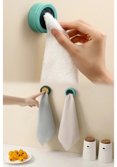 2 Li Silikon Yapışkanlı Havlu Ve Bez Tutucu Mutfak & Banyo Askısı, Pratik Duvar Tipi Organizer Pla Diğer
