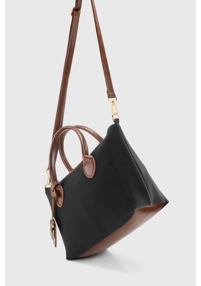 Housebags Retro Vintage Suya Dayanıklı Niş Tasarım Omuz Askılı Çanta Siyah Kahverengi Siyah