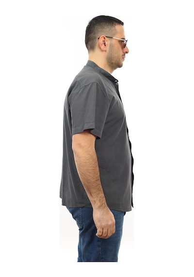 Tousus Erkek Büyük Beden Antrasit Renk Pamuk Hakim Yaka Cepli Kısa Kol Gömlek Kk-8016-tss