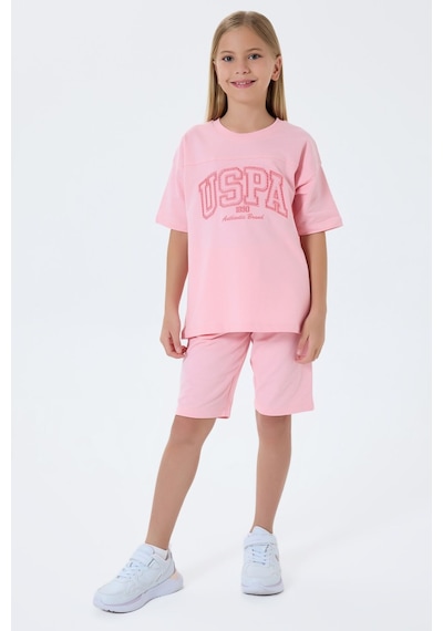 U.s. Polo Assn. Kız Çocuk Pembe Bermuda Takım Pembe