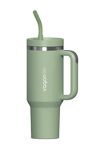 Tumbler Quencher Cup 1200 Ml Pipetli Rahat İçim Kulplu Sus304 Paslanmaz Çelik 1.2l Termos 1103-1200ml Yeşil Diğer