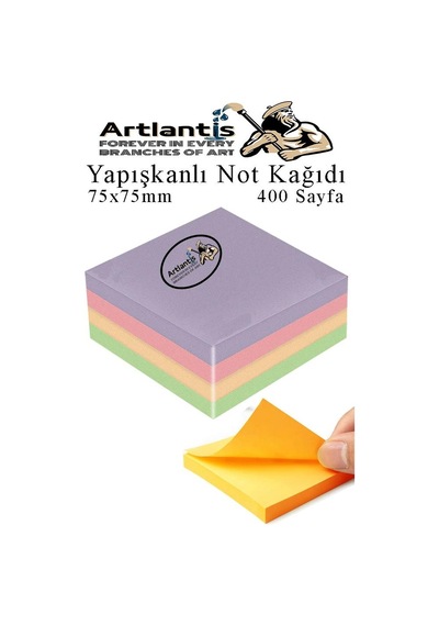 Yapışkanlı Not Kağıdı 4 Renk 400 Sayfa 1 Paket Harmoni Küp Blok Yapışkanlı Postit 75x75 Mm Renkli