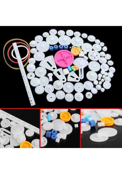 85 Parça Plastik Dişli Seti Oyuncak - Tekerlek - Mil - Çark