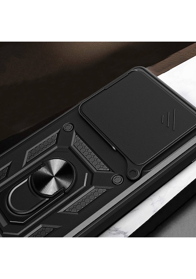 Zore Tecno Camon 30 Pro 5g Kılıf Magnetik Standlı Kamera Korumalı Msra Sürgülü Vega Kapak-mavi Mavi