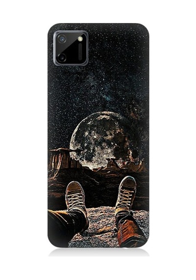 Realme C11 Uyumlu Yıldızlı Bir Gece Ve Ay Desenli Silikon Kılıf
