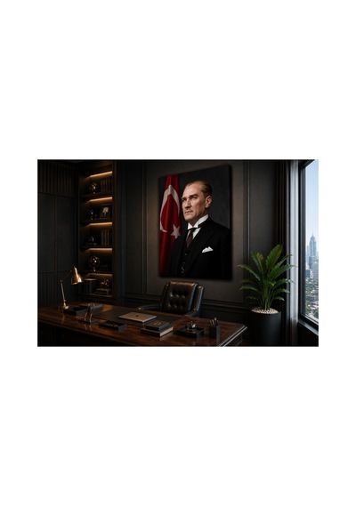 Atatürk Metal Tablo Premium Uv Baskı Dekoratif Duvar Tablosu Çok Renkli