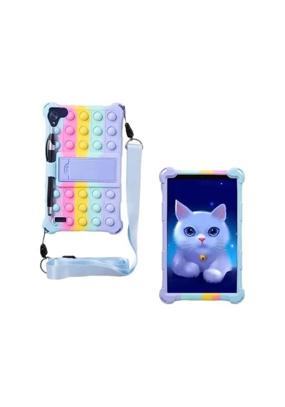 Gökkuşağı Kılıf Silikon Askılı Standlı Kalemli Oyuncak Luxury Tpu Samsung Galaxy Tab A8 2021 X200 X205 İle Uyumlu Ürün