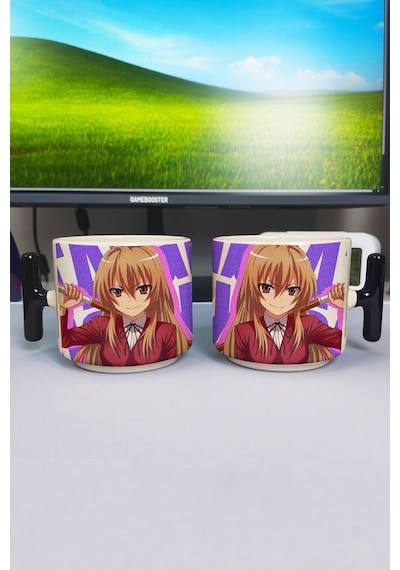 Toradora Anime Baskılı Seramik Lüks Kupa 1 Adet T Şeklinde Özel Siyah Kulp Dalga Kulp V5t Çok Renkli