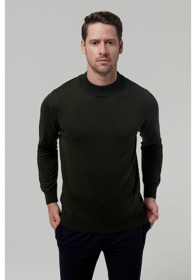D's Damat Ds Damat Regular Fit Haki Düz Örgü Yün Karışımlı Triko Kazak 1hf060636275m Haki